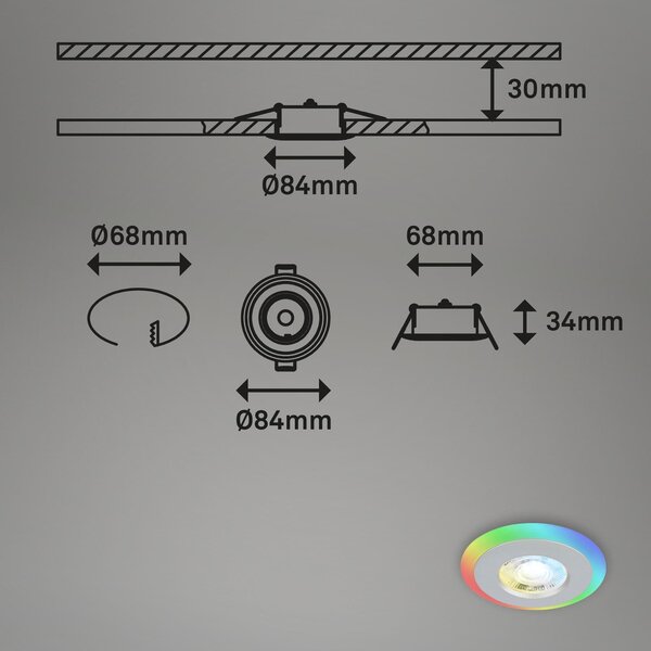 BRI 7040-034 LED vestavná svítidla sada, pr.8,4 cm, 3x LED, 5 W, 460 lm, matný chrom - BRILONER
