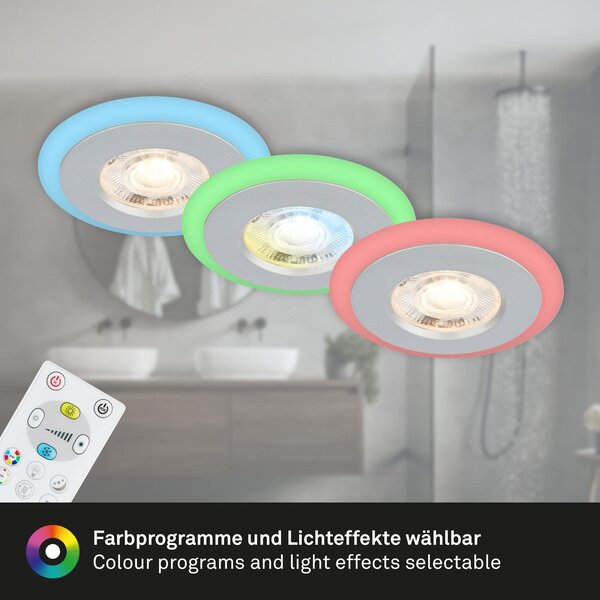BRI 7040-034 LED vestavná svítidla sada, pr.8,4 cm, 3x LED, 5 W, 460 lm, matný chrom - BRILONER