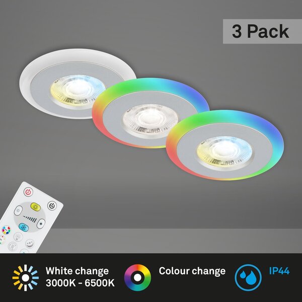 BRI 7040-034 LED vestavná svítidla sada, pr.8,4 cm, 3x LED, 5 W, 460 lm, matný chrom - BRILONER
