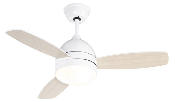 Stropní ventilátor bílý s potiskem dřeva 96 cm s dálkovým ovládáním - Rotar