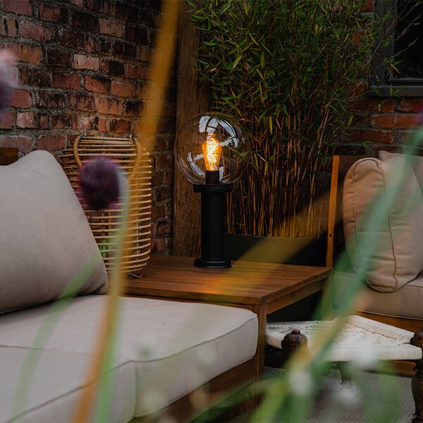 Venkovní stojací lampa černá s čirým globem 50 cm IP44 - Sfera
