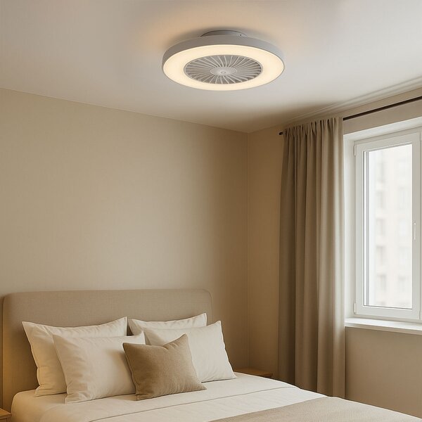 Stropní ventilátor bílý s hvězdným efektem 60 cm vč. LED stmívatelný s dálkovým ovládáním - Climo