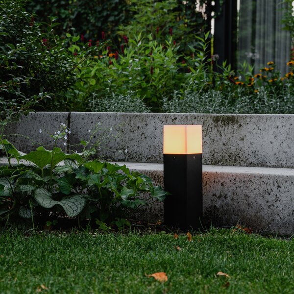 Stojací venkovní lampa černá s opálově bílým sklem 30 cm - Dánsko