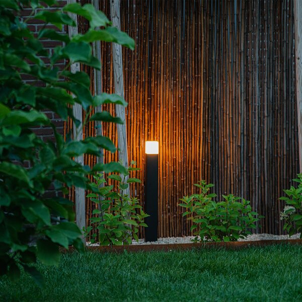 Stojací venkovní lampa černá s opálovým bílým stínítkem 70 cm - Dánsko