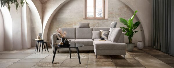 ROHOVÁ SEDAČKA, textil, šedá Hom`in - Sedací soupravy