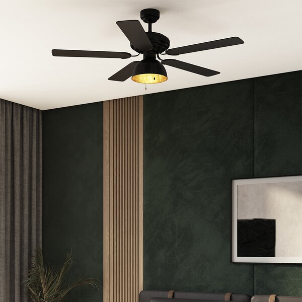 Stropní ventilátor černý s béžovou barvou 130 cm s tahovým spínačem - Mistral Magna