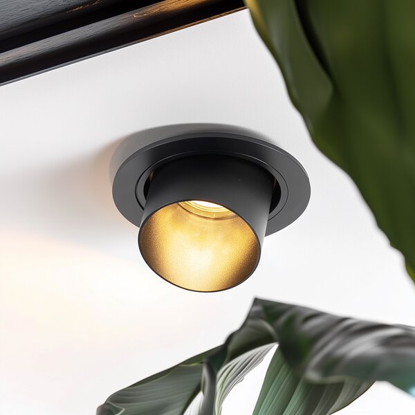 Sada 6 moderních zapuštěných bodových světel černá kulatá naklápěcí - Installa