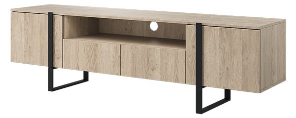 TV stolek Verica 200 cm s výklenkem - dub piškotový / černé nožky