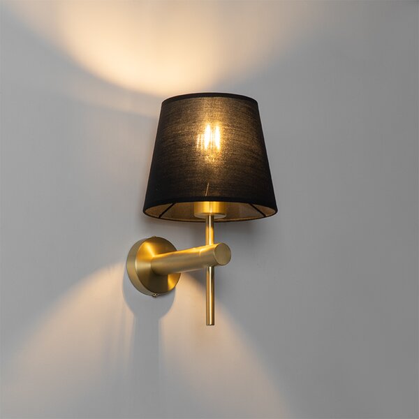 Moderní nástěnná lampa mosazná s černou - Pluk