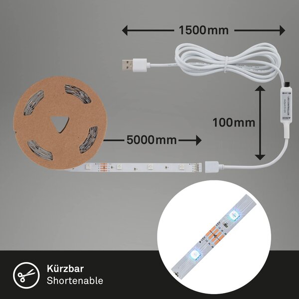 BRILO 2308-150 RGB LED pásek 500 cm 0,04W bílé - BRILO