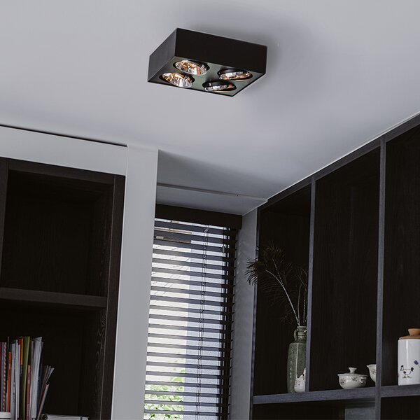 Designové bodové světlo černé čtvercové 4-světlo - Kaya