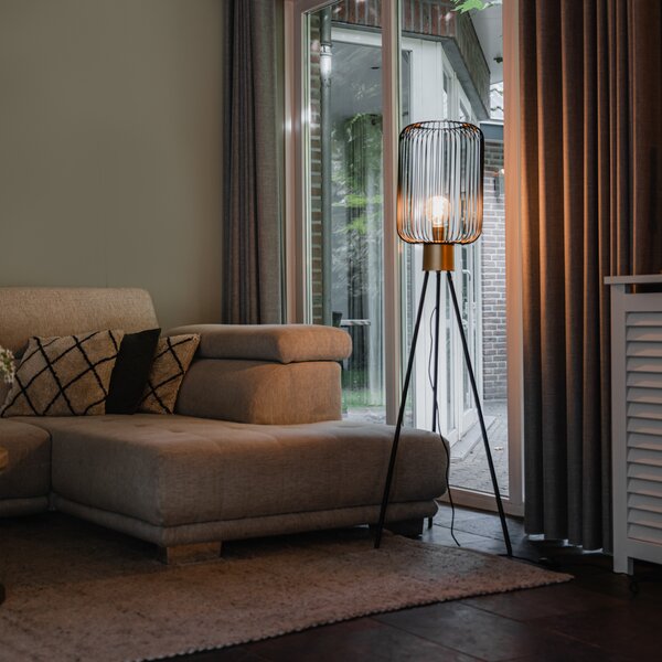 Designová stojací lampa černá se zlatem - Mayelle
