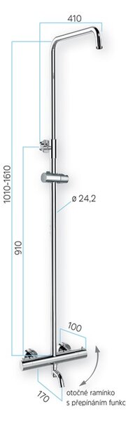 Mereo Termostatická nástěnná sprchová baterie s hadicí, ruční a talířovou hranatou sprchou 300x190mm