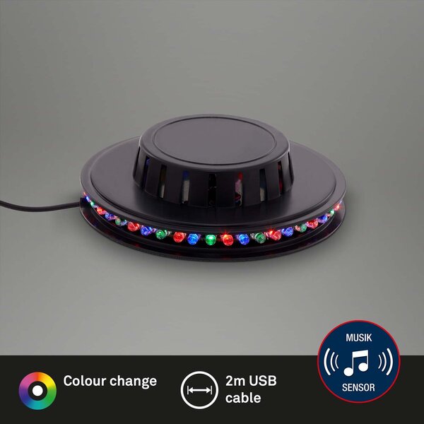 BRILO 2341-048 LED RGB světelný puk pr. 12,5 cm max. 3W černá - BRILO