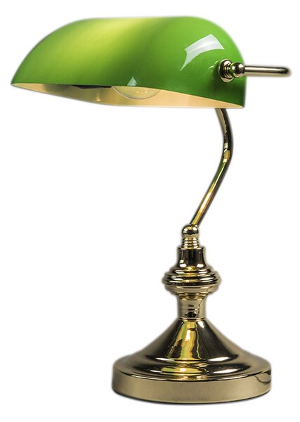 Chytrá stolní lampa mosazná se zeleným sklem vč. WiFi P45 - Banker