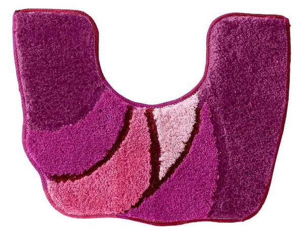 Velmi hebká a hustá koupelnová předložka, motiv Vlnky purpurová WC 50x40 cm