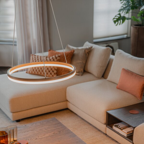 Závěsné svítidlo tmavě bronzové 60 cm vč. LED 3-stupňové stmívatelné - Anello