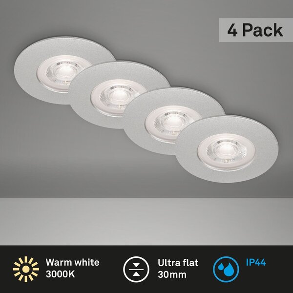 BRILO 7998-044 LED vestavná svítidla, pr.9 cm, 4x LED, 4,9 W, 480 lm, matný chrom - BRILO