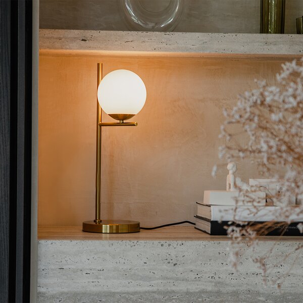 Stolní lampa Art Deco zlatá a opálové sklo - Flore