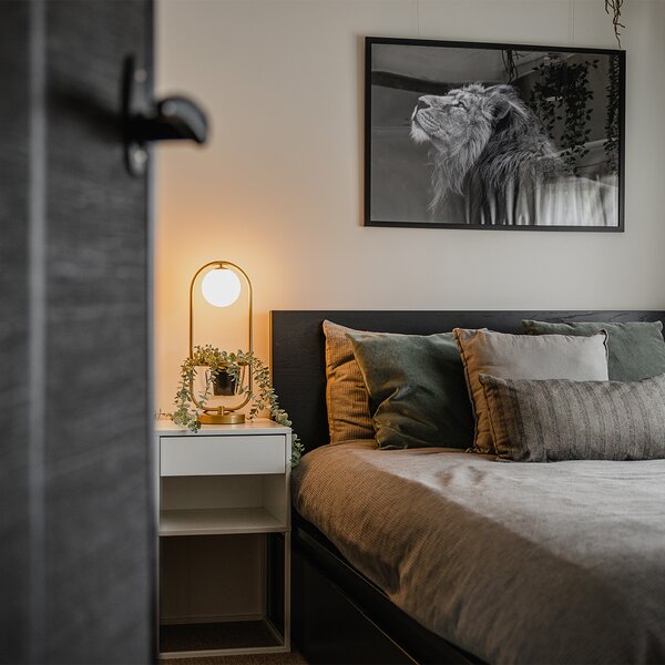 Art Deco stolní lampa zlatá s bílým sklem - Isabella