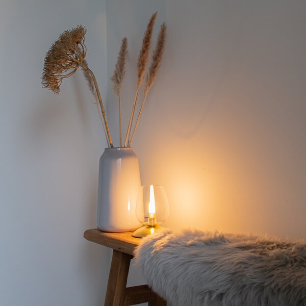 Klasická stolní lampa zlatá se sklem - Elien