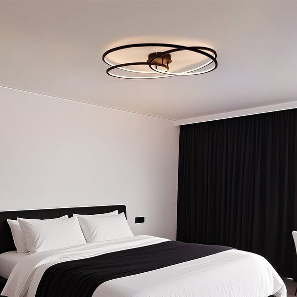 Stropní lampa černá 78 cm vč. LED 3-stupňový stmívač - Rowin