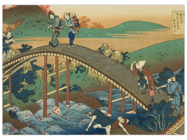 Obraz - Katsushika Hokusai, Ariwara no Narihirafrom the series One Hundred, Poems Explained by the Nurse (Hyakunin isshu uba ga etoki), reprodukce (70x50 cm)