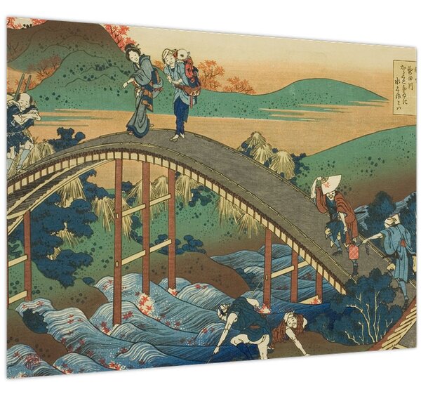Obraz - Katsushika Hokusai, Ariwara no Narihirafrom the series One Hundred, Poems Explained by the Nurse (Hyakunin isshu uba ga etoki), reprodukce (70x50 cm)