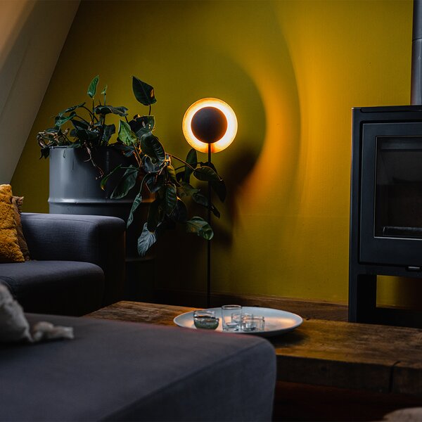 Stojací lampa v Art Deco stylu černá se zlatem - Emilienne