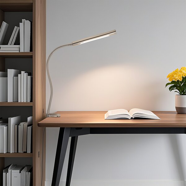 Svorka stolní lampa ocel vč. LED s dotykovým stmívačem - Lionard