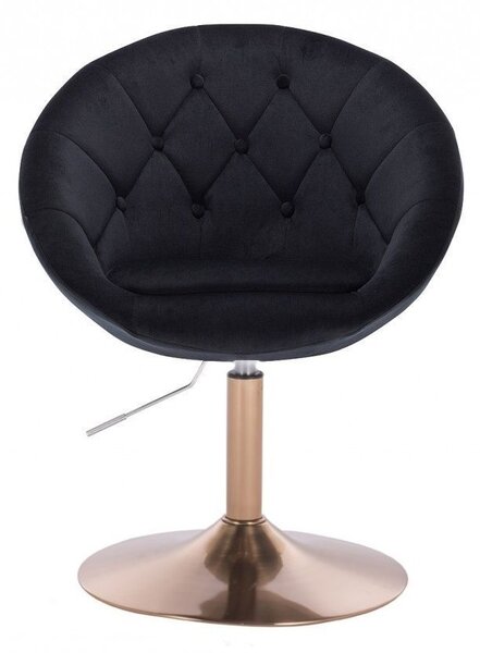 LuxuryForm DESIGN Křeslo VERA VELUR na zlatém talíři - černé