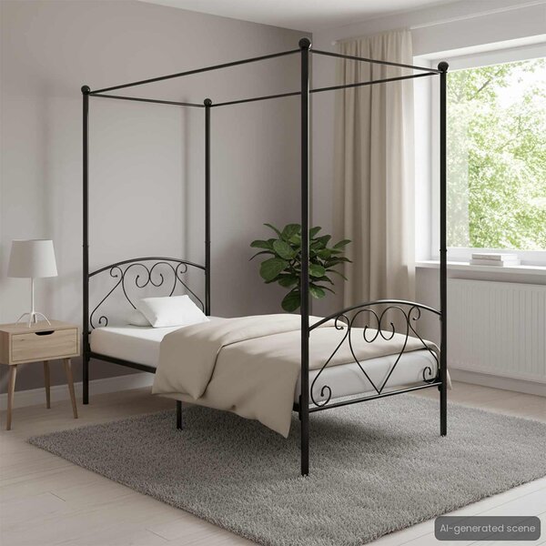 VidaXL Rám postele s nebesy kovový [284428] Barva: Bílá, Velikost: 90 x 200 cm (rám 209 x 97,5 x 198 cm)