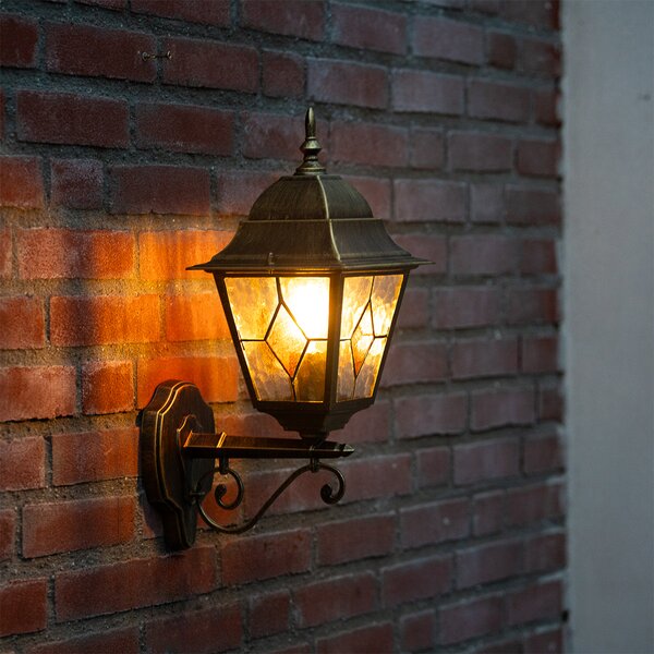 Vintage venkovní nástěnná lampa starožitné zlato - Antigua Up