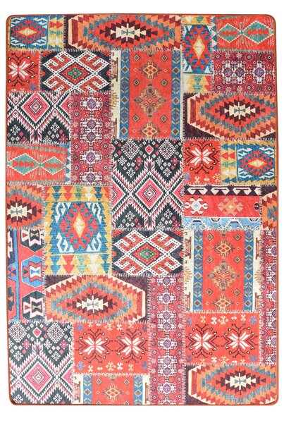 ASIR Koberec (80 x 200) PATCHWORK červený