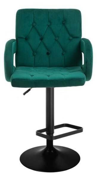LuxuryForm DESIGN Barová židle BOSTON VELUR na černé kulaté podstavě - zelená