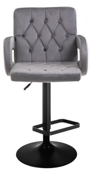 LuxuryForm DESIGN Barová židle BOSTON VELUR na černé kulaté podstavě - šedá
