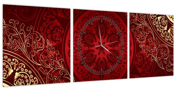 Obraz - Zlaté mandaly (s hodinami) (90x30 cm)