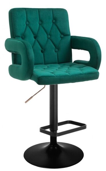 LuxuryForm DESIGN Barová židle BOSTON VELUR na černé kulaté podstavě - zelená