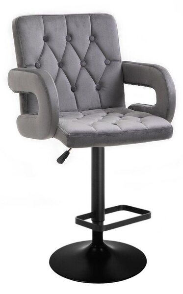 LuxuryForm Barová židle BOSTON VELUR na černém talíři - šedá