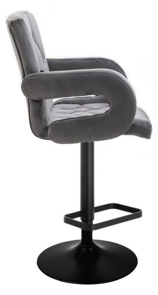 LuxuryForm DESIGN Barová židle BOSTON VELUR na černé kulaté podstavě - šedá