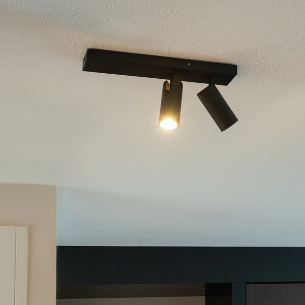 Chytrý stropní reflektor černý 2-světla nastavitelný vč. 2 Wifi GU10 50mm - Renna