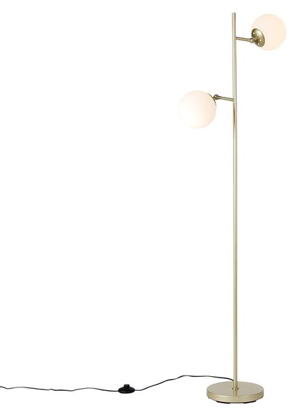 Chytrá stojací lampa zlatá s mléčným sklem vč. 2 Wifi P45 - Pallon