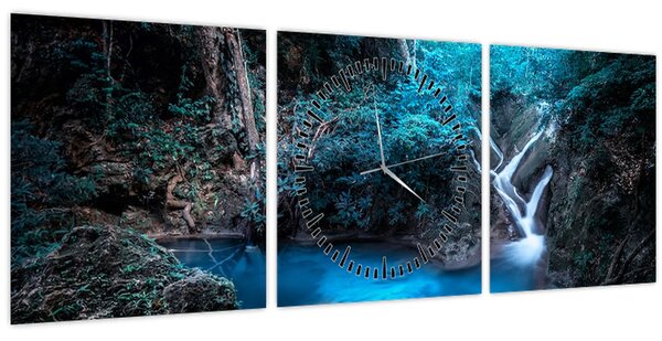 Obraz - Magická noc v tropickém lese (s hodinami) (90x30 cm)