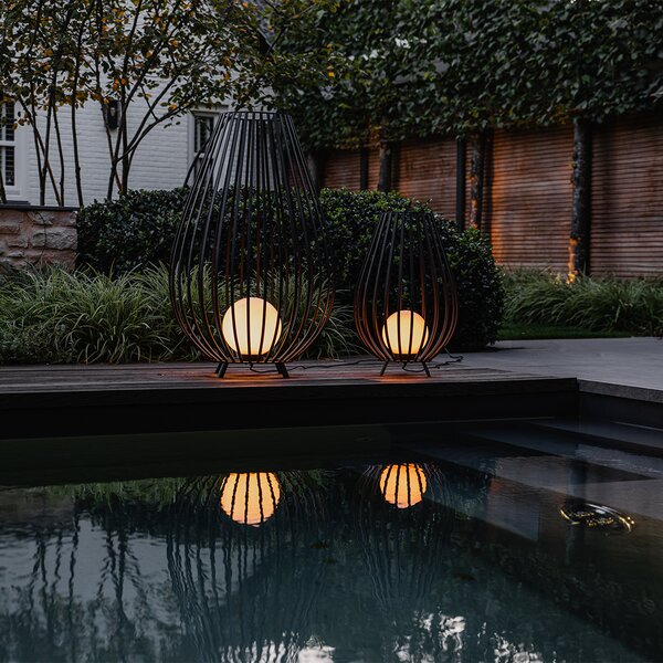Designová stojací lampa černá s opálem 70 cm - Angela