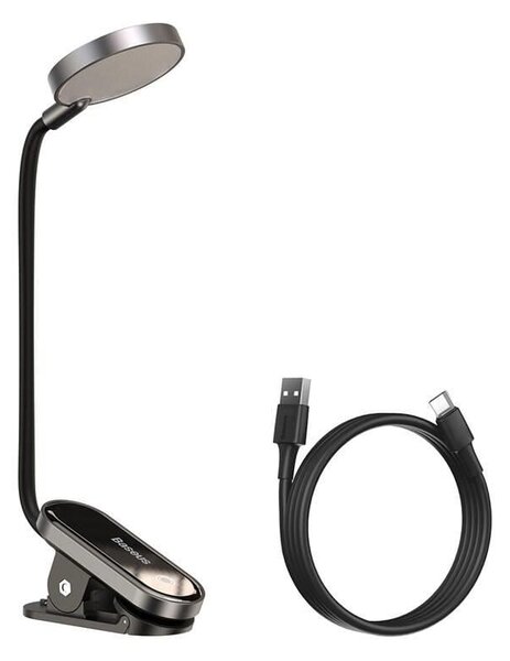 Baseus LED lampa na čtení s klipem, šedá DGRAD-0G