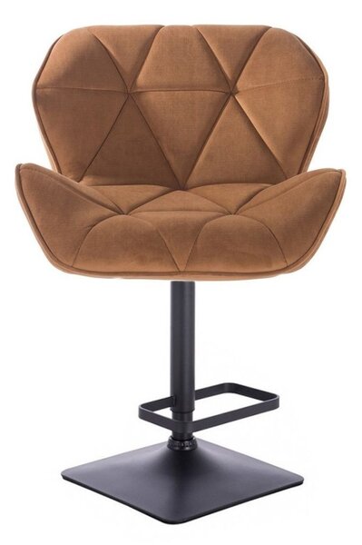 LuxuryForm DESIGN Barová židle MILANO VELUR na černé hranaté podstavě - medová