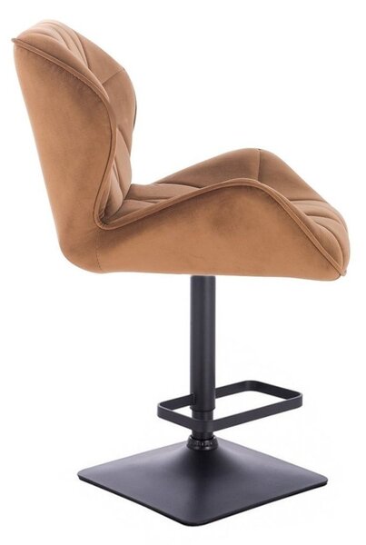 LuxuryForm DESIGN Barová židle MILANO VELUR na černé hranaté podstavě - medová
