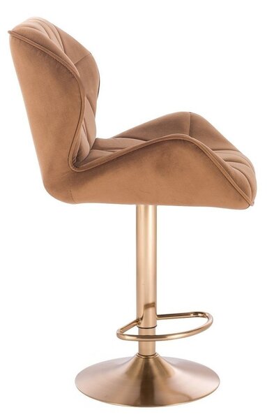 LuxuryForm DESIGN Barová židle MILANO VELUR na zlatém talíři - medová