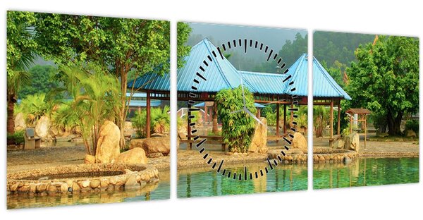 Obraz - Shanghai hotel park (s hodinami) (90x30 cm)