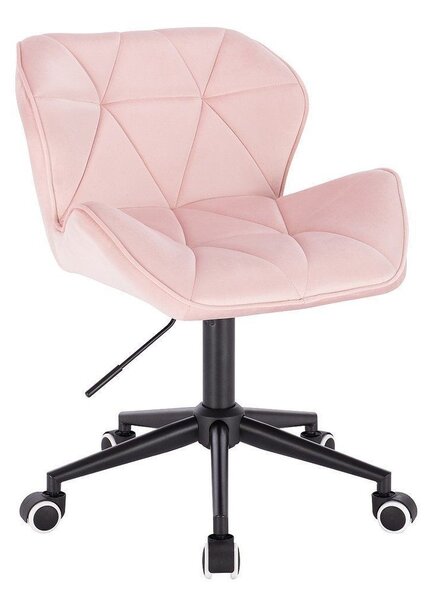 Židle MILANO VELUR na černé podstavě s kolečky - světle růžová